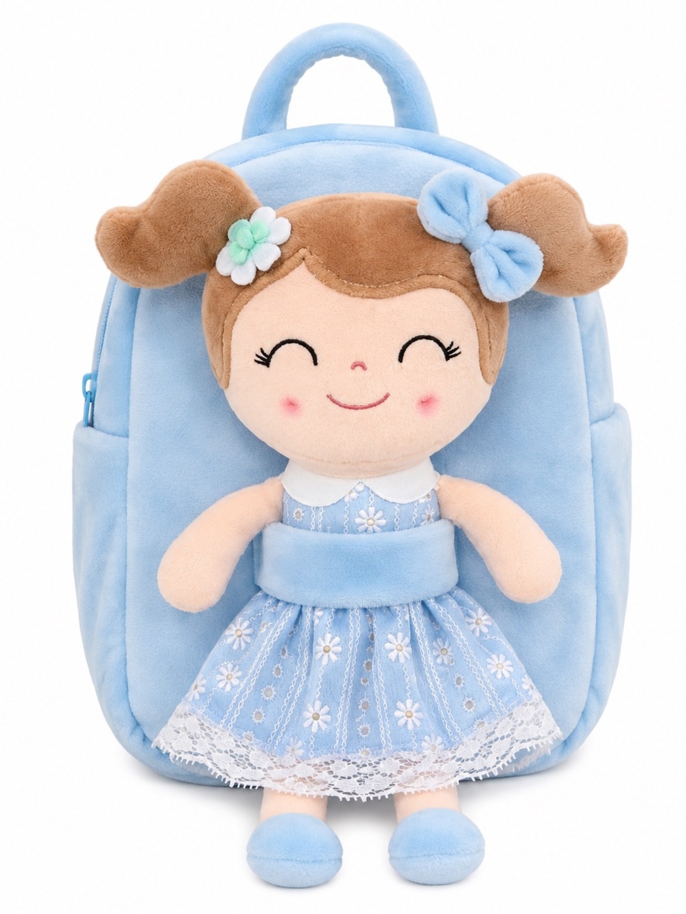 NWT Light Blue Plush Doll Backpack for Girls Soft Kids Bag